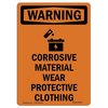 Signmission Safety Sign, OSHA WARNING, 24" Height, Corrosive Material, Portrait OS-WS-D-1824-V-13044